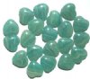 20 15mm Sea Green with Blue & White Marble Glass Heart Beads